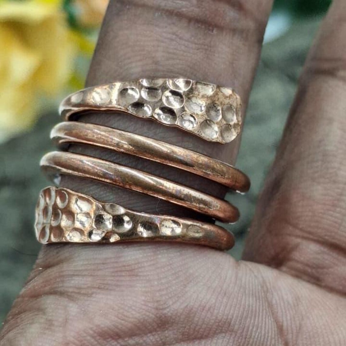 Hammered Copper Wrap Ring – Adjustable Rustic Spiral Jewelry - Etsy
