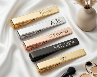 Personalized Tie Clip, Engraved Tie Bar, Custom Name Tie Clip, Groomsmen Gift, Wedding Gift for Him