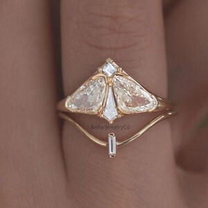 Moissanite Ehering mit Drachen- und Baguetteschliff, Einzigartige Multi Form Ring, Honigbiene Braut Set Ring, 925 Sterling Silber Ring