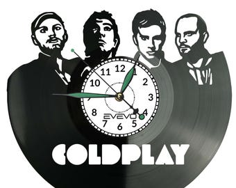 Reloj de pared de vinilo de Coldplay – Diseño oficial – Regalo personalizado – Cuarzo silencioso – Decoración para amantes de la música