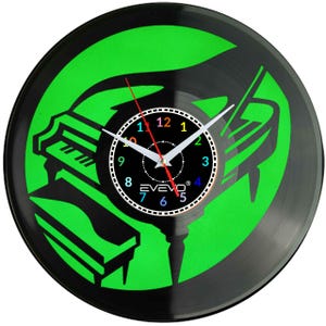 Piano Wall Clock • Glow in the Dark Vinyl Record Clock • Music Decor Gift • Fluorescent Background