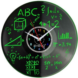 Geometry Wall Clock • Trigonometry Vinyl Record Clock • Math Teacher Gift • Glow in the Dark • Unique Classroom Décor