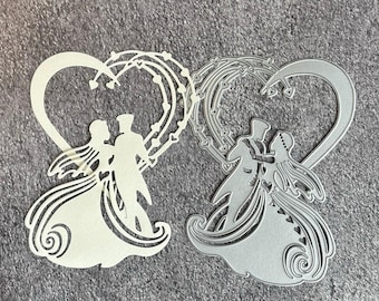 Wedding Metal Cutting Dies Set, Couple Heart Die Cuts, Bride Groom Dies for DIY Card Making Invitation Scrapbooking