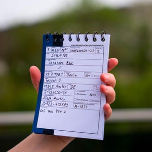 Notizblock Polizei | Block für Personalien | Identitätsdatenblock | Notizbuch Polizeiarbeit