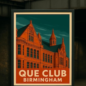 Que Club Birmingham Poster Print - Iconic UK Rave Venue Wall Art - 90s Club Culture Decor -  Limited Edition A1–A4 Rave Print