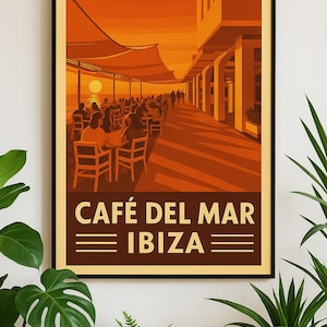Cafe Del Mar Ibiza Poster Print - Only 100 available. Vintage club artwork. Balearic wall art, iconic nightclub decor.