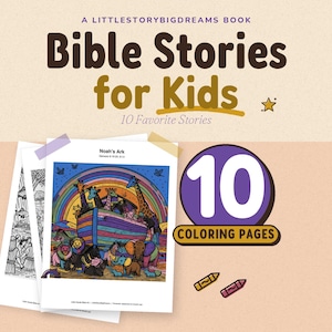 Bible Coloring Pages for Kids: 10 Story Keepsake Book, Christian Gift, Sunday School PDF