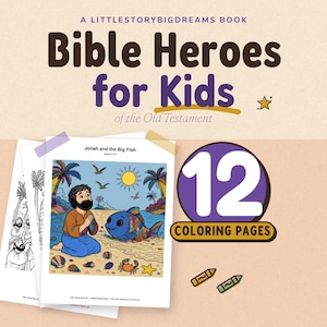 Old Testament Heroes Coloring Pages for Kids, Printable Bible Coloring Book PDF, Sunday School Activity, Christian Homeschool Printable