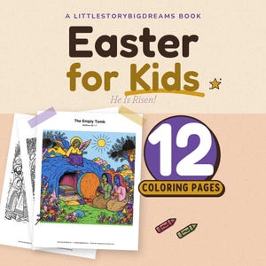 Easter Coloring Pages for Kids, He Is Risen Printable Bible Coloring Book PDF, Sunday School Easter Activity, Christian Holy Week