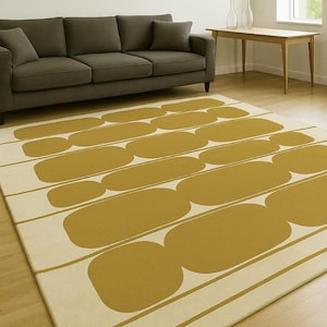 Yellow Floral Hand-Tufted Wool Rug: Modern Living Room Decor