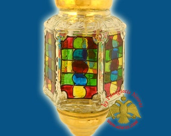 Stile vintage Vetro Shade Olio Candela esagonale Icone sacre o pittura in vitro