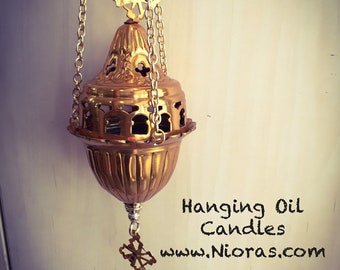 Hanging Vigil Oil Candle with Lid Metal Alouminium