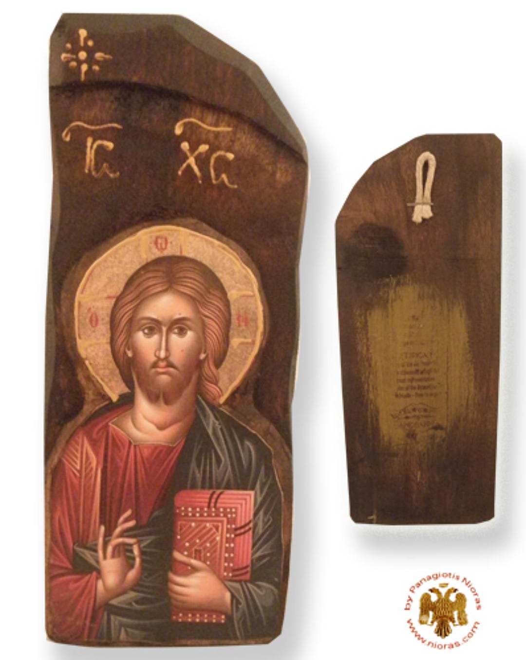 Griechisch-orthodoxe Holz-Ikone Jesu Christi - Handgefertigt, 9x7cm, Massives Holz