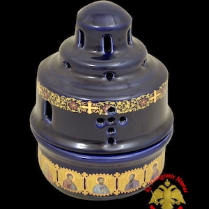 Orientalische Vigil-Ölkerze aus Porzellan mit Heiligen Ikonen 12 x 15 cm No.5108-20
