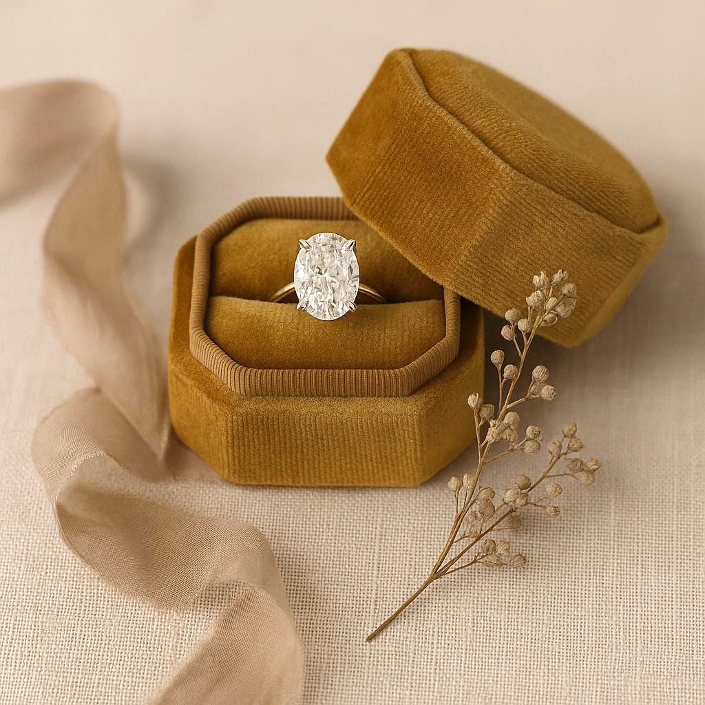 Oval Lab-Grown Diamond Solitaire Ring: 18K Yellow Gold, IGI Certified
