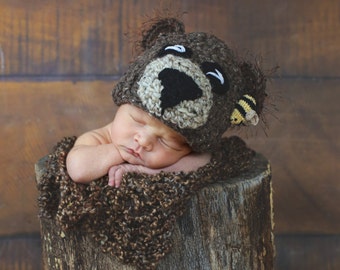 Bears and the Bees Newborn Hat