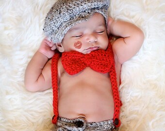 Baby Ride With Me - Driving Cap, Bowtie and Diaper Cover with Suspenders