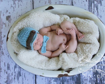 Bowtie Baby - Newborn Newsboy Hat and Bowtie