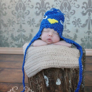 Blue Bird Hat/Diaper Cover (Ruffled) - Newborn