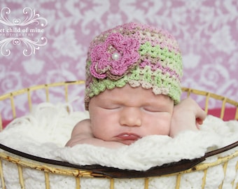 Pink Swirl Newborn Cloche