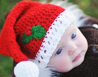 Santa Baby Hat with Holly