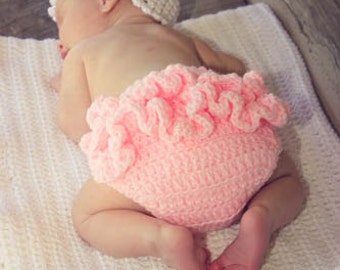 Ruffled Bottom in the Pink - Sporting a Sweet White Cloche with Flower of Many Colors