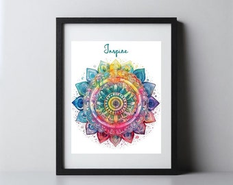 Digital Inspirational Mandala Wall Art, Self Love Art, Printable 8 X 10 Art, Inspire Positive Affirmation