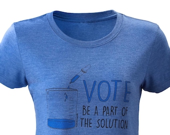 Camiseta Triblend Vote: Camiseta de ciencia con inspiración periódica (azul jaspeado)