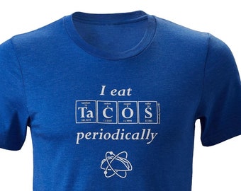 The "I EAT TACOS Periodically" Men's T-Shirt - Periodic Table Guy's Tee by Periodically Inspired (Vintage Royal Blue) - Favorite Taco Tee!