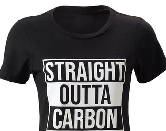 Periodic Table STRAIGHT OUTTA CARBON Women's T-Shirt by Periodically Inspired - Crewneck, Super-Soft Tee, Black