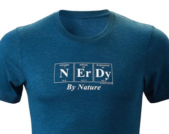 Clearance - just a few size small left! NERDY BY NATURE Unisex Periodic Table Tee (Heather Teal) by Periodically Inspired - Graduation Gift