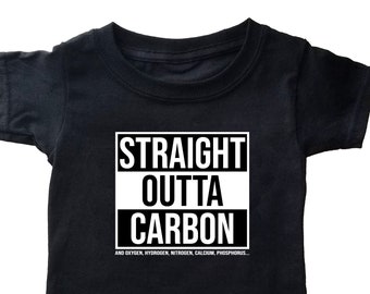 Clearance - STRAIGHT OUTTA CARBON Kids Tee (Black) by Periodically Inspired - Big Brother Big Sister Gift - Straight Outta Compton Inspired