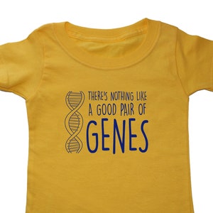 Clearance There's Nothing Like A GOOD PAIR Of GENES Kids Tee Daisy Yellow by Periodically Inspired Big Brother Big Sister Gift image 1