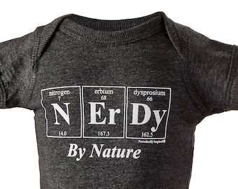 Periodic Table Inspired Baby Bodysuit - NERDY BY NATURE Infant Creeper by Periodically Inspired - Baby Gift (Charcoal Gray)