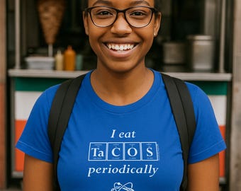 I Eat Tacos Periodically T-Shirt - Royal Blue Periodic Table Tee