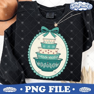 Miski Pyrex Vintage z second handu PNG – Rama patchworkowa Grandmacore, Wystrój kuchni w stylu retro, Clipart z Pyrexu Cottagecore, Różowy agrest Pyrex