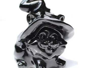 Obsidian Witchy Kitty Cat Carving