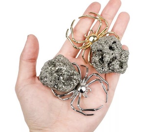 Pyrite Spider Figurine, Fool’s Gold, Halloween Spiders