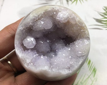 Gorgeous Amethyst Sugar Druzy Geode Sphere, flower Agate Witchy Home Decor