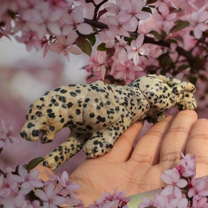 Dalmatian Jasper Leopard Crystal Carving, Animal Home Decoration Cat Crystal Gift, Witchy Decor