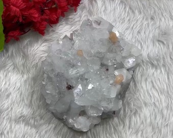 Stunning AAA Grade Clear Glassy Apophyllite Geode Cluster with Stillbite - Crystal Collector's Dream