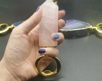 Rose Quartz Brass Bottle Opener