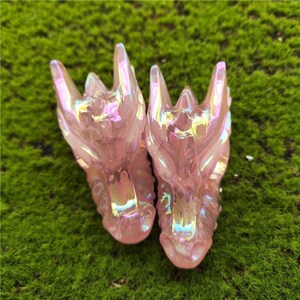 Aura Rose Quartz Dragon Skull Carving, Pink Angel Aura Stone, Healing Crystals image 6