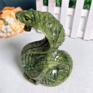 Ophiolite Crystal Snake Carving, Green Crystal Animal, Serpent Reptile ...