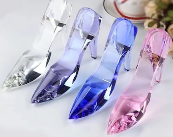 Beautiful Princess Glass Slipper, High Heel Shoe Carving, Handcarved Crystal Doll Glass Slipper,  Wedding favors, Pendant, Jewelry