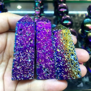 Aura Titanium Lava Stone Tower, Rainbow Aura Crystal Point, Witchy Decor, Aromatherapy Stone image 5