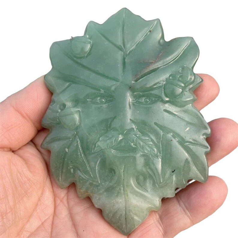 Green Aventurine Tree God Carving, Hand Carved Crystal, Crystals for Meditation, Witchy Decor image 1