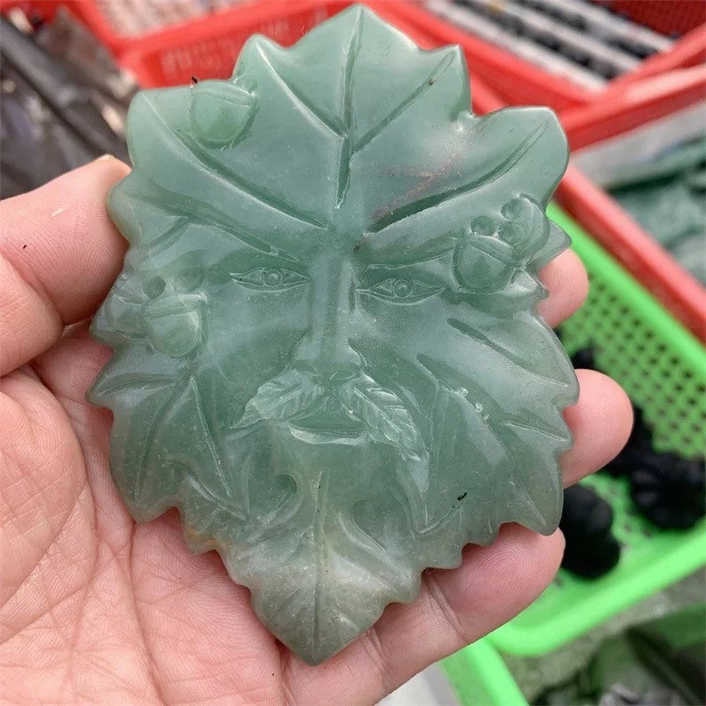 Green Aventurine Tree God Carving, Hand Carved Crystal, Crystals for Meditation, Witchy Decor image 6