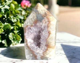 Gorgeous Light Amethyst Agate Druzy Crystal Tower - Mystical Home Decor Accent