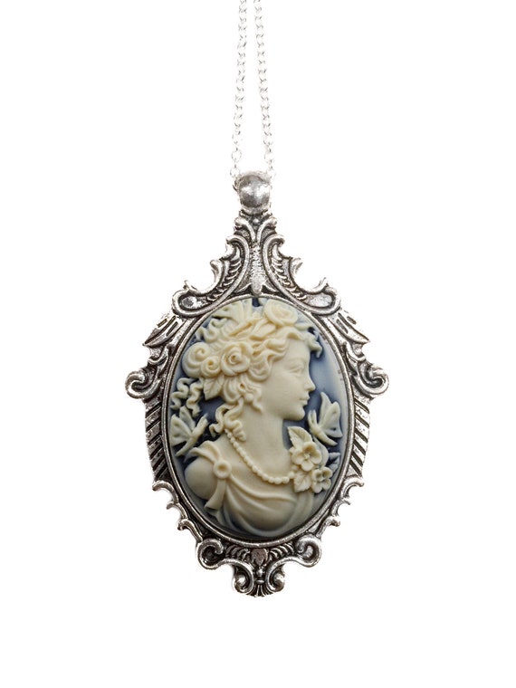 Buy Antique Silver Cameo Necklace Victorian Edwardian Era